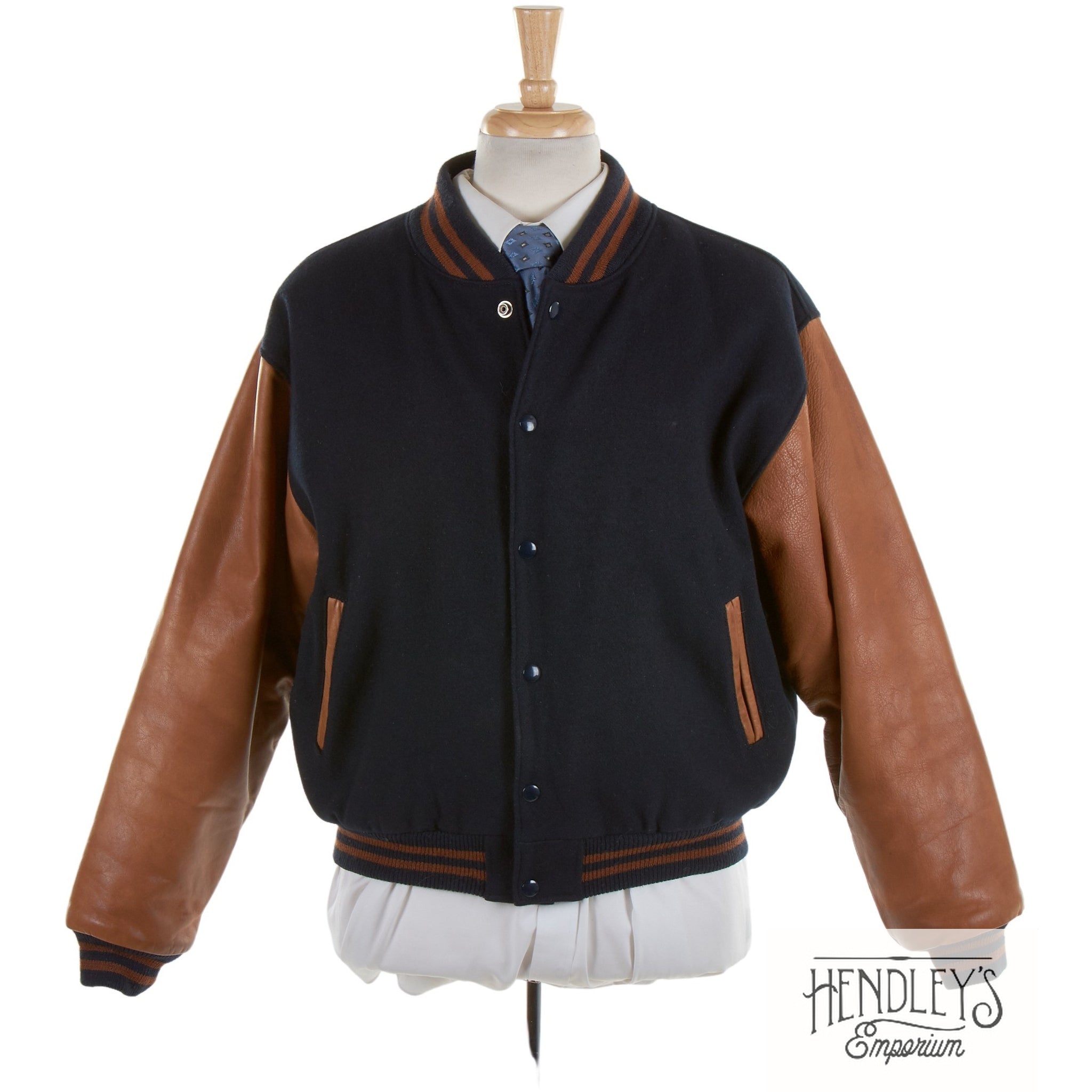 Vintage Brooks Brothers 90s Varsity Jacket M in Wool Leather
