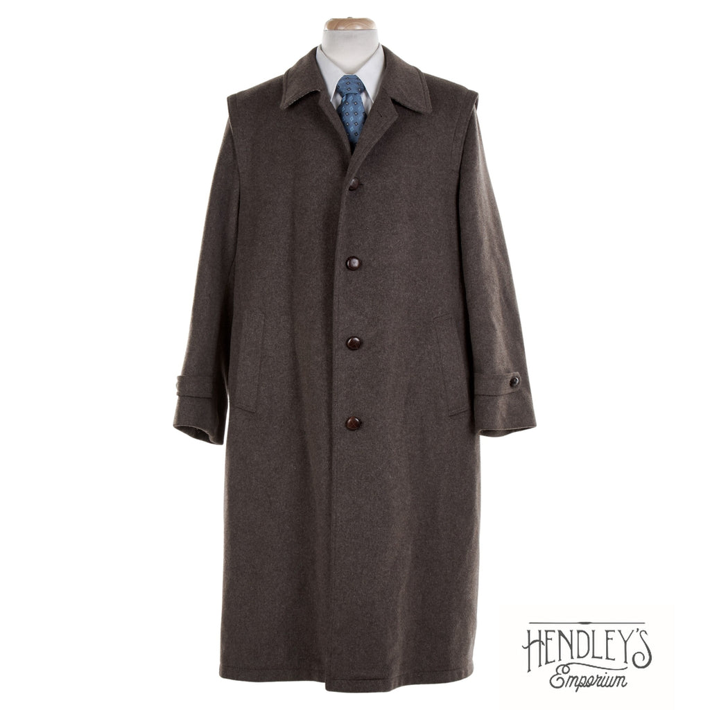 Lodenfrey Mens Wool Coat 46 Brown Flannel Traditional Overcoat Austria