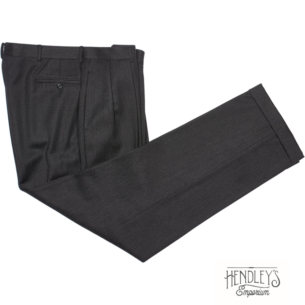 Polo Ralph Lauren Men's Wool Pants 36x33 Gray Pleated Cuffed ITALY